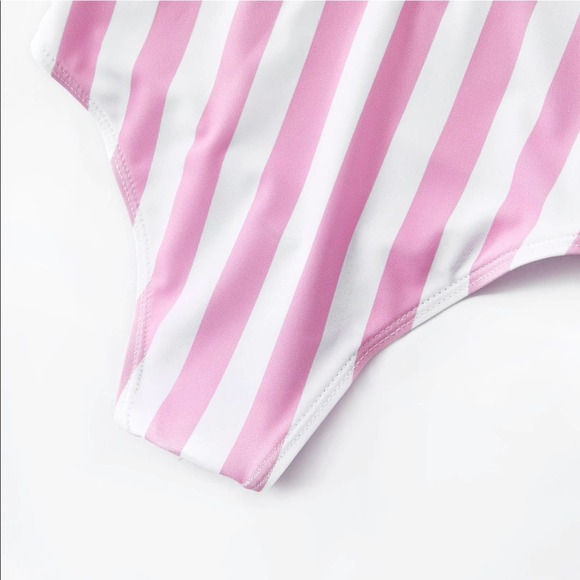 Baby  Pink Mad White Striped Pineapple Swim Suit Size 9-12 Months - Picture 5 of 6